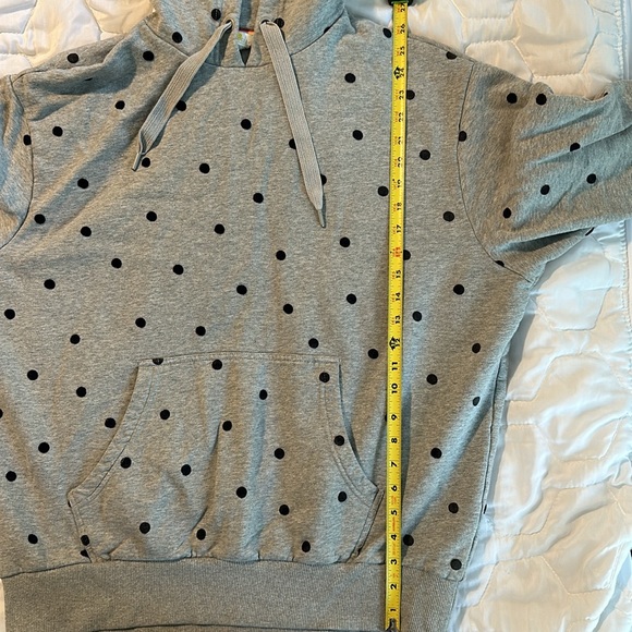 Boden Oversized Hoodie Womens Size 8 Gray Black Polka Dot Sweatshirt - Picture 4 of 4